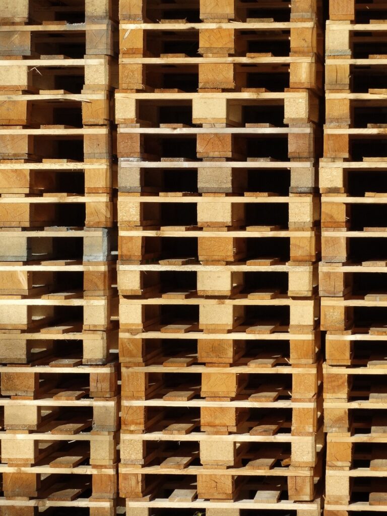 wooden pallets, pallets, stack